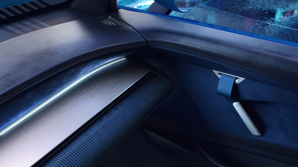 Renault 8 Gordini Concept - interior de cuero y Alcantara® con detalles en gamuza azul