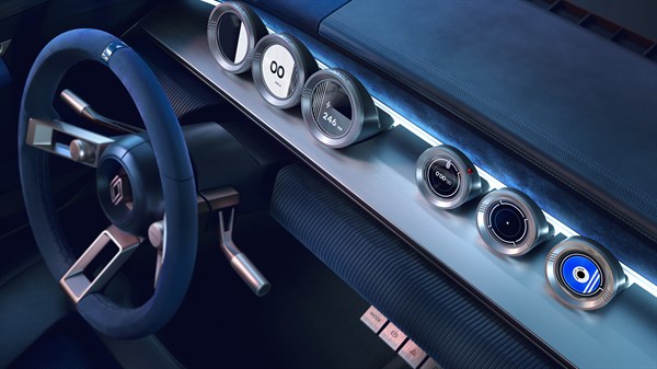Renault 8 Gordini Concept  -instrumentación digital con indicadores circulares